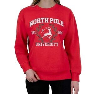 State of Mine Women’s Red North Pole University Sweatshirt XXL Christmas NWOT
